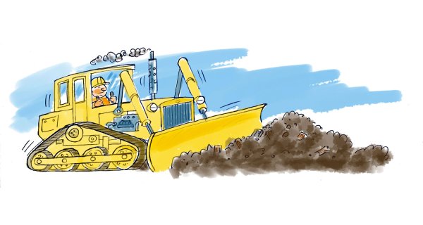 Бульдозер мультяшный