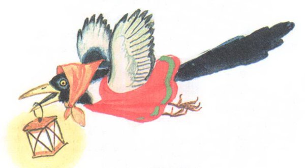 Сорока с письмом в клюве