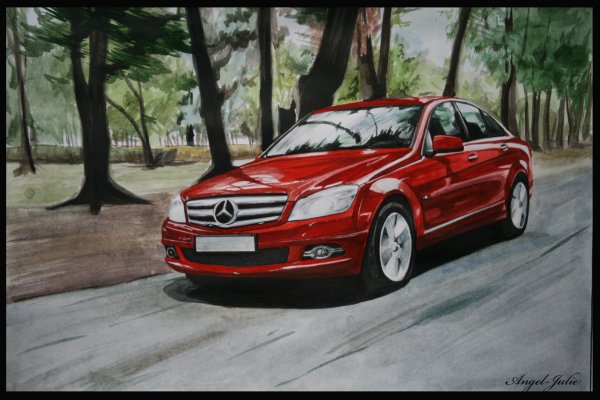 Машина цветными карандашами