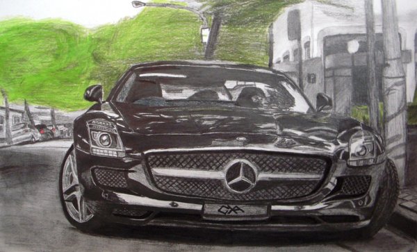 Машины карандашом Мерседес