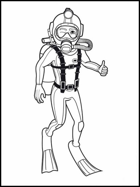 Водолаз раскраска