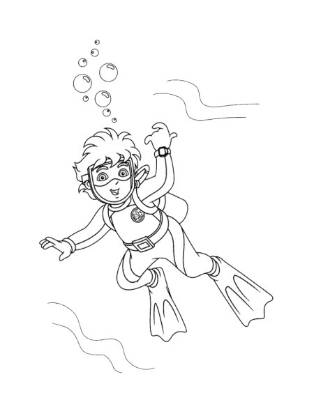 Водолаз раскраска