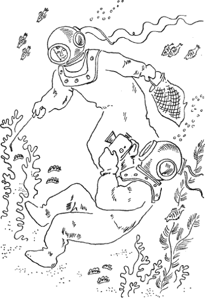 Водолаз раскраска для детей