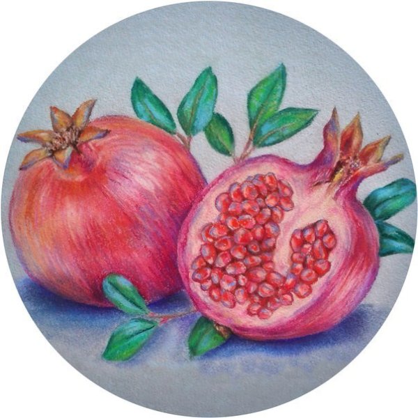 Гранат цветными карандашами