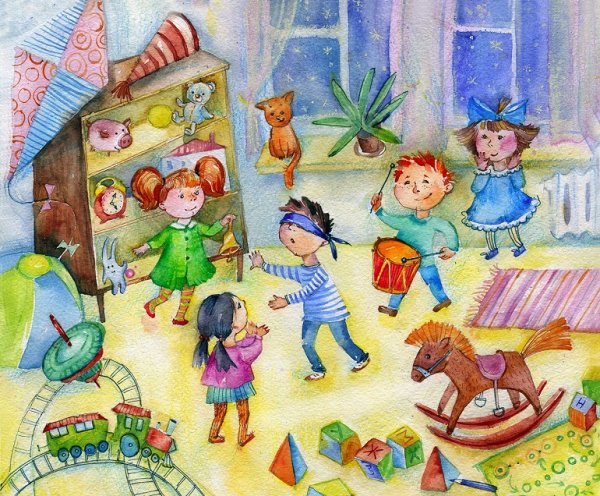 Дети играют иллюстрация