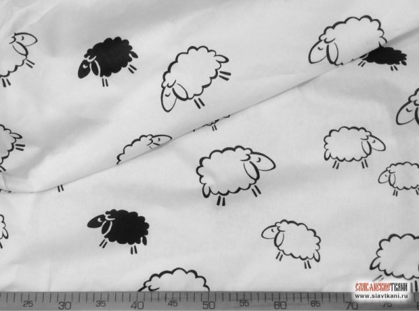 Ткань поплин с овечками