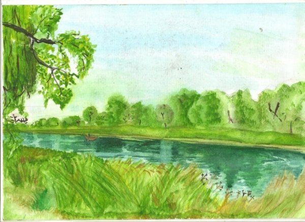 Нарисовать берег реки