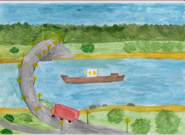 Детский рисунок речка