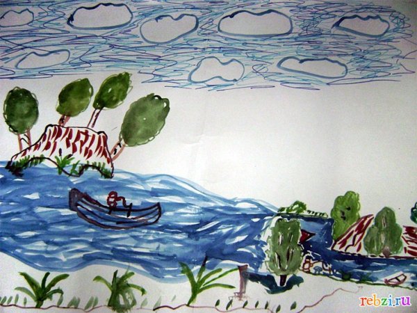 Детский рисунок речка