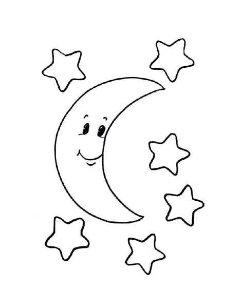 Луна и звезды раскраска для детей