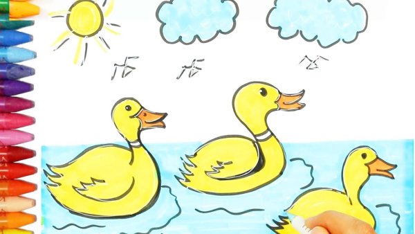 Рисование утка с утятами