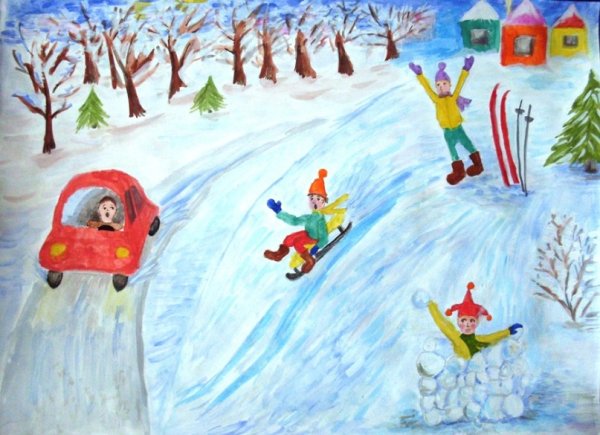 Зимние забавы рисование в детском саду