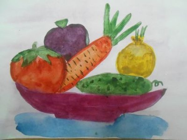 Рисование овощи и фрукты старшая группа
