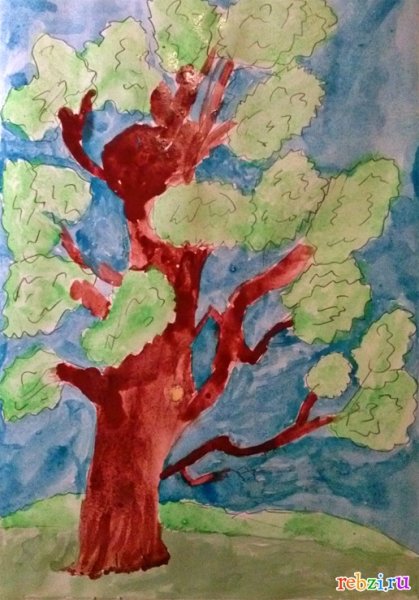 Рисование дуба с ребенком