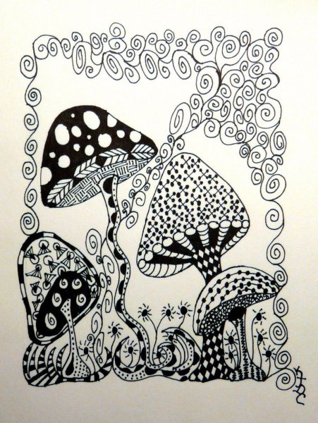 Зентангл грибочки