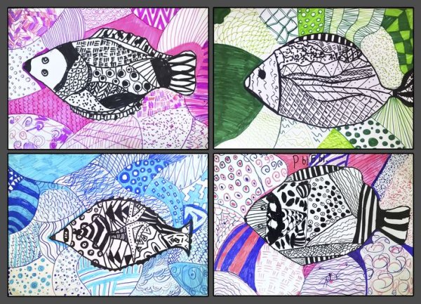 Стилизация рыбы в графике