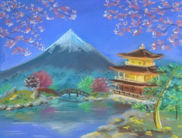 Японский пейзаж рисунок