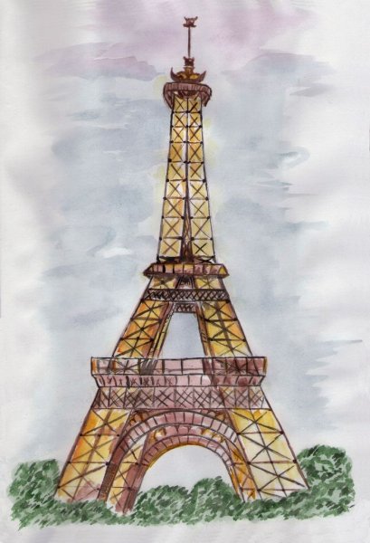 Рисование Эйфелева башня для детей