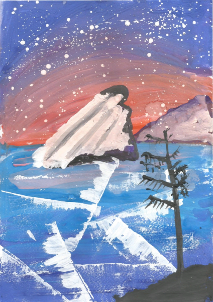 Детские рисунки про Байкал