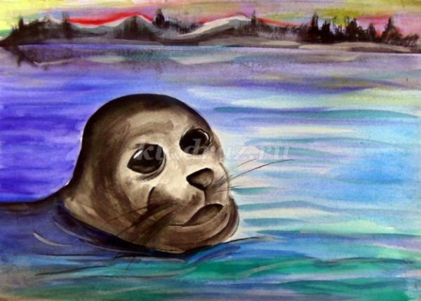 Рисунок нерпы на Байкале