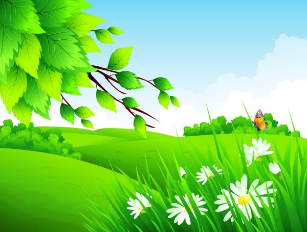 Летний пейзаж вектор