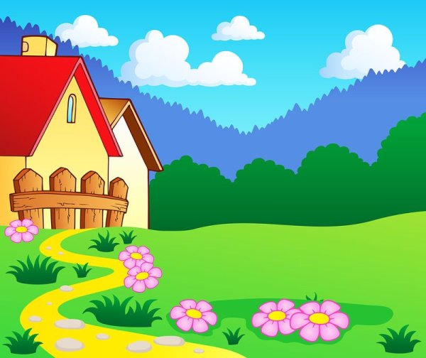 Мультяшная Поляна с домиком