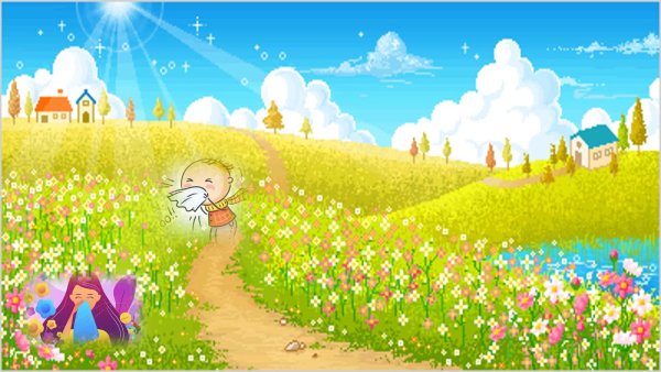 Поляна с цветами мультяшная