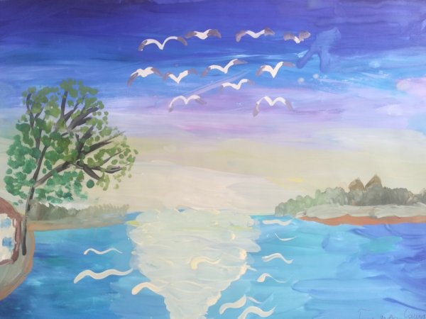 Рассвет рисунок детский