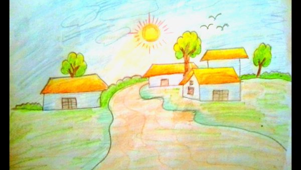 Детские рисунки на тему утро