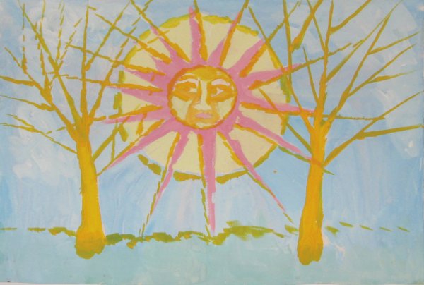 Дети рисуют солнце