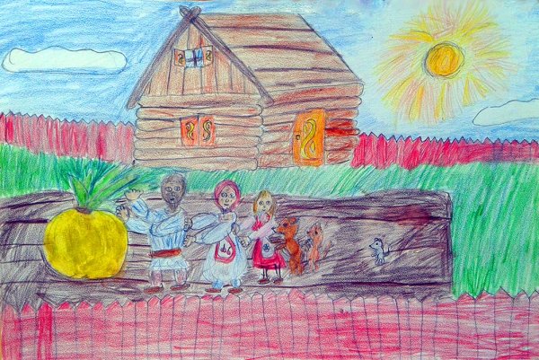 Детский рисунок на тему Репка