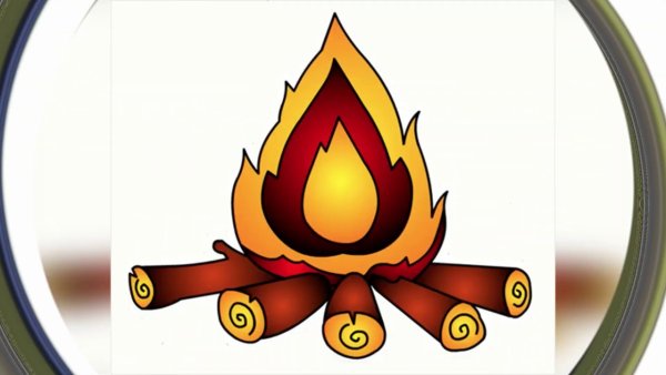 Огонь с дровами рисунок