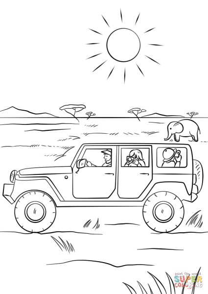 Джип сафари раскраска