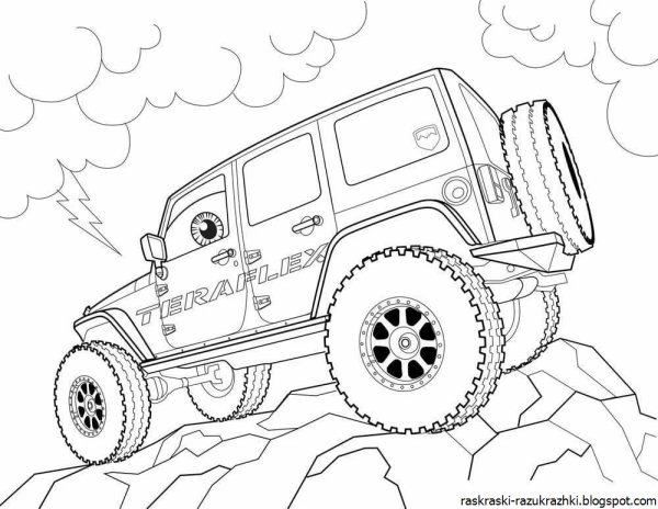 Джип Вранглер Рубикон раскраска