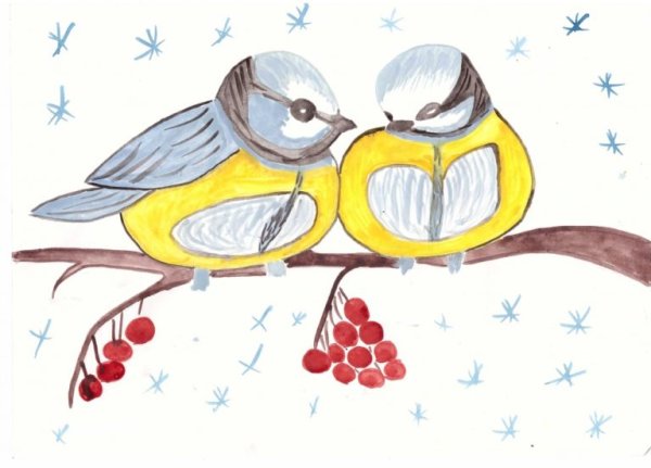 Детские рисунки синички