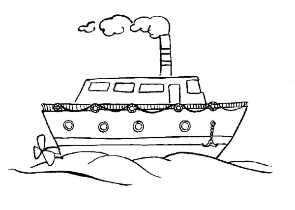 Пароход раскраска