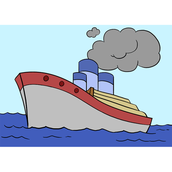 Рисование пароход