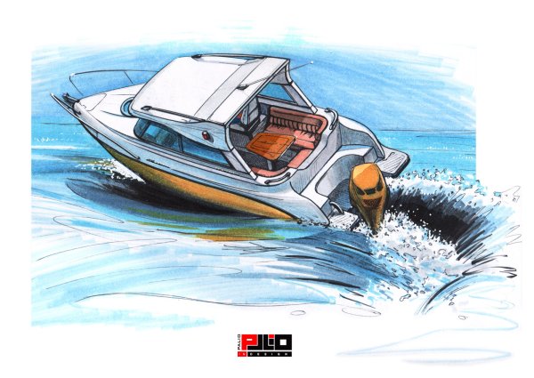 Моторная лодка нарисованная