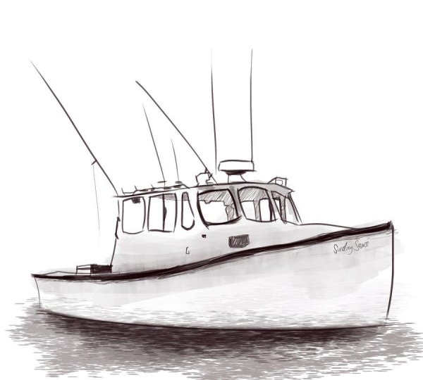 Катер рисовать