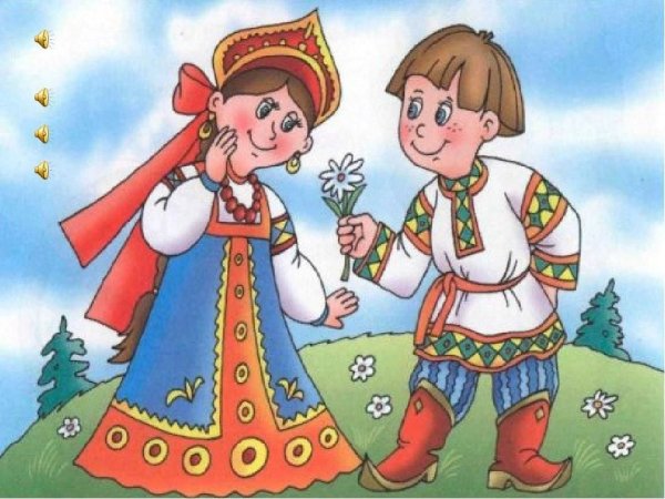 Девочка в русском костюме рисунок