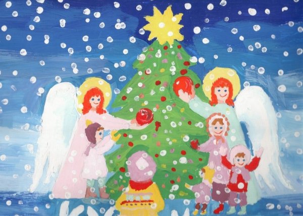 Рождество рисунки детей