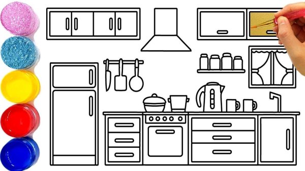 Раскраска детская кухня