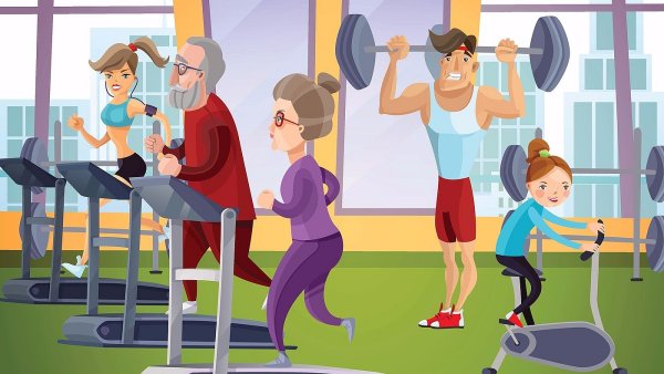 Иллюстрация ребенок в спортзале