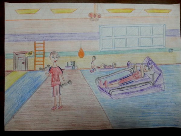Рисунок спортзала в школе
