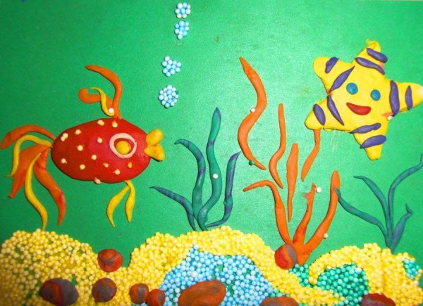 Золотая рыбка техника пластилинография