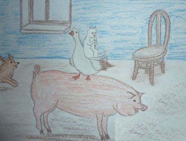 Иллюстрация к каштанке Чехова карандашом