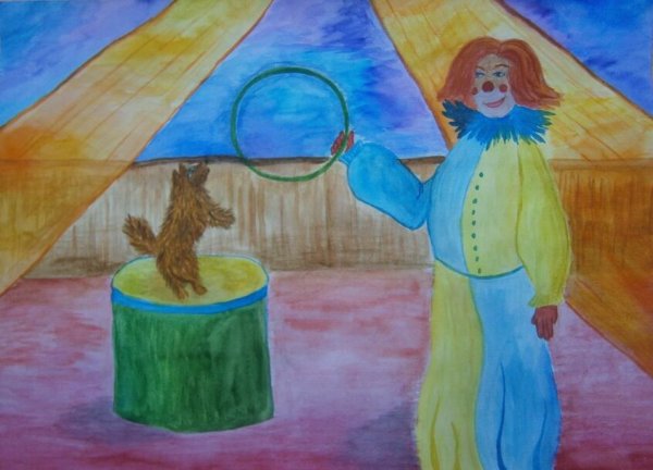 Каштанка в цирке иллюстрации