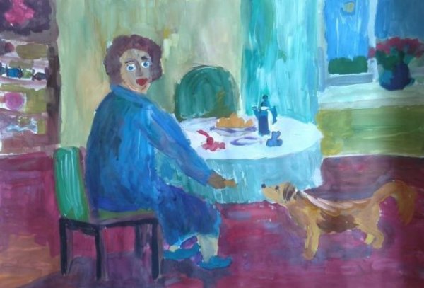 Каштанка рисунок красками