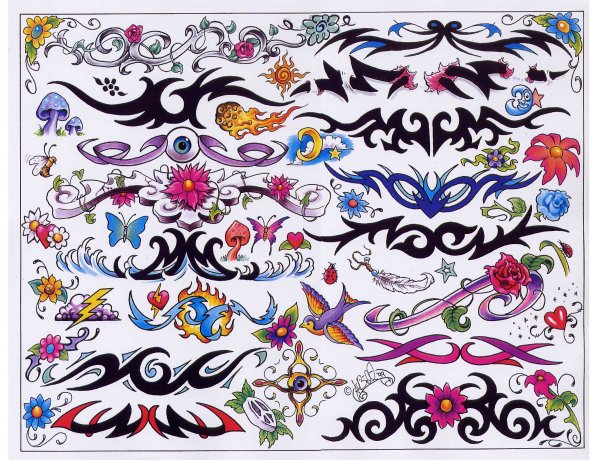 Тату узоры цветные