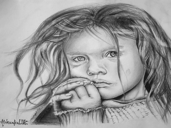 Грустный ребенок рисунок карандашом